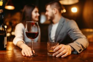 Young couple enjoying wine and bourbon at Bardstown Restaurants